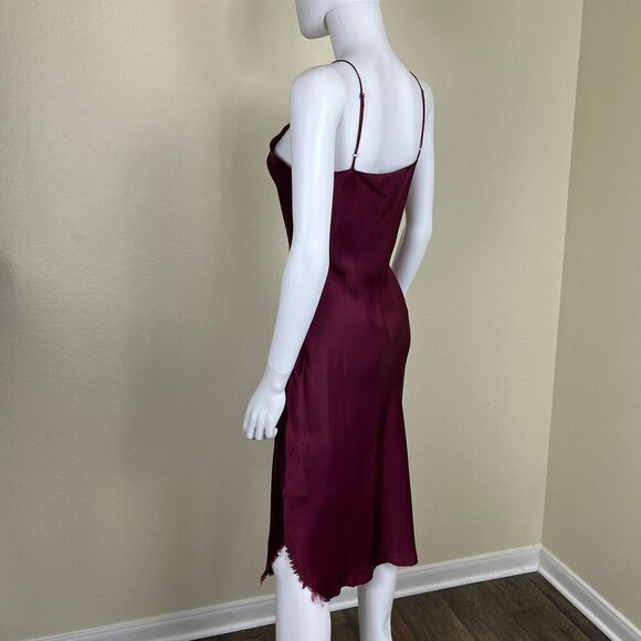 Nili Lotan Women Size M Burgundy Slip Silk Midi Cami Slip Dress Chemise Pullover - Picture 8 of 15